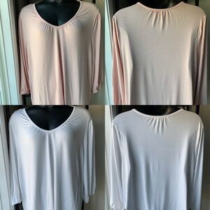 Lot of 2 Style & Co. Women's V-Neck Blouse Tops - Soft Pink and White Shirts